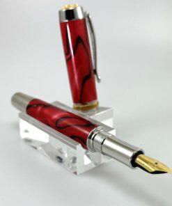 Vulpen  in  Rood/zwarte Kirinite    : Model  "Royal". Rodium 22 k en Rhodium